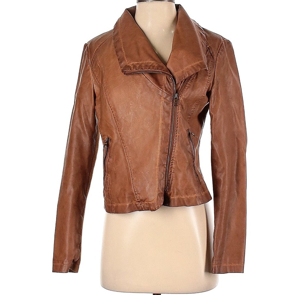 BAGATELLE Faux Leather Jacket with Diagonal Zip Sz Small